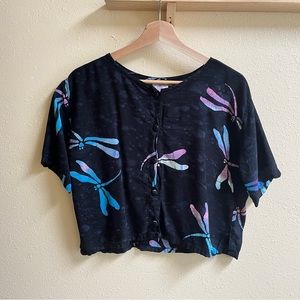 Dragonfly Cropped tie dye blouse